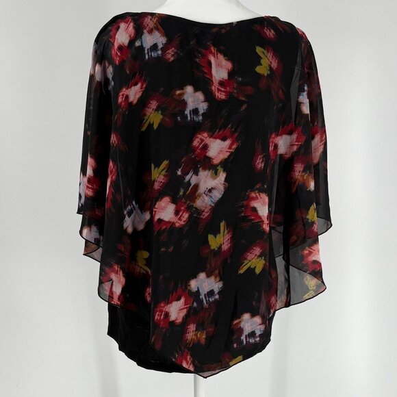 AB Studio Womens Boho Floral Print Layered Chiffon Blouse Top Size L - Picture 3 of 10